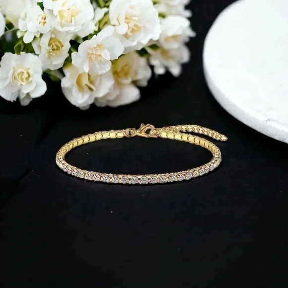 Clear Rhinestone Gold Anklet Bracelet - Picture 6 of 6